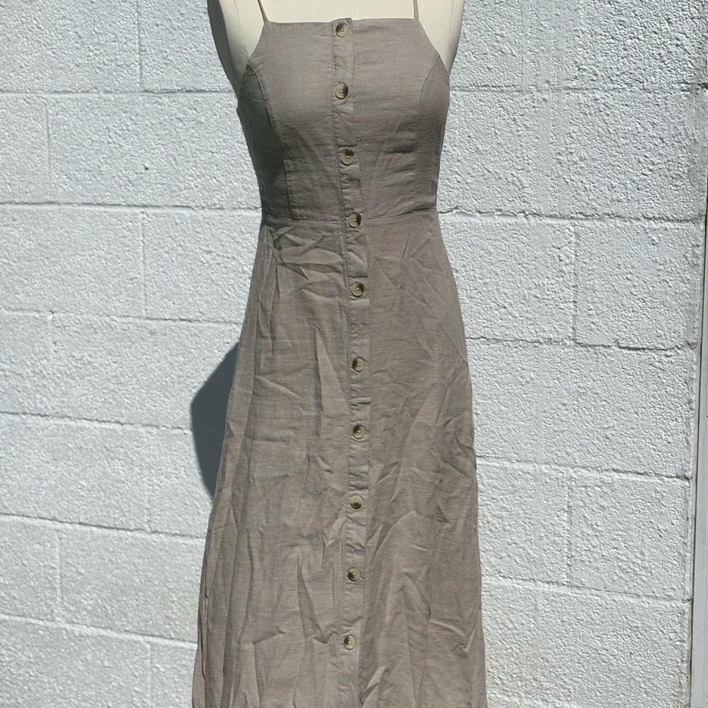 Elegant Tan Button-Down Dress
